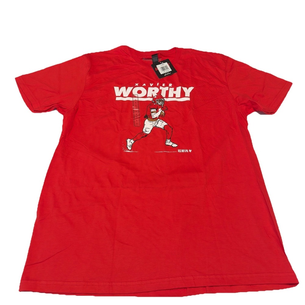 XAVIER WORTHY KANSAS CITY CHIEFS BREAKING-T ACTION T‎ SHIRT MENS LARGE NWT